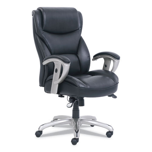 Emerson Big and Tall Task Chair, Supports Up to 400 lb, 19.5" to 22.5" Seat Height, Black Seat/Back, Silver Base-(SRJ49416BLK)