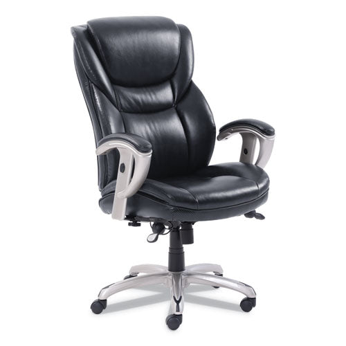 Emerson Executive Task Chair, Supports Up to 300 lb, 19" to 22" Seat Height, Black Seat/Back, Silver Base-(SRJ49710BLK)