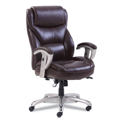 Emerson Big and Tall Task Chair, Supports Up to 400 lb, 19.5" to 22.5" Seat Height, Brown Seat/Back, Silver Base-(SRJ49416BRW)