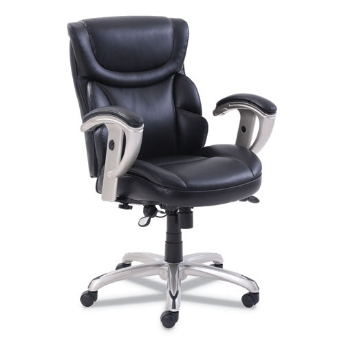 Emerson Task Chair, Supports Up to 300 lb, 18.75" to 21.75" Seat Height, Black Seat/Back, Silver Base-(SRJ49711BLK)