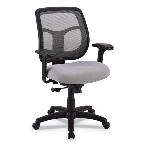 Apollo Mid-Back Mesh Chair, 18.1" to 21.7" Seat Height, Silver Seat, Silver Back, Black Base-(EUTMT9400SR)