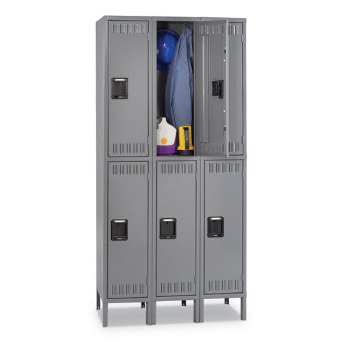 Double Tier Locker with Legs, Triple Stack, 36w x 18d x 78h, Medium Gray-(TNNDTS1218363MG)