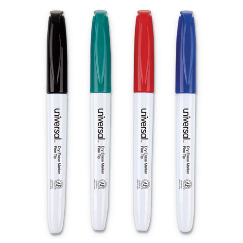 Pen Style Dry Erase Marker, Fine Bullet Tip, Assorted Colors, 4/Set-(UNV43670)