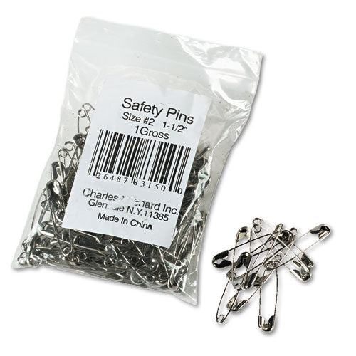 Safety Pins, Nickel-Plated, Steel, 1.5" Length, 144/Pack-(LEO83150)