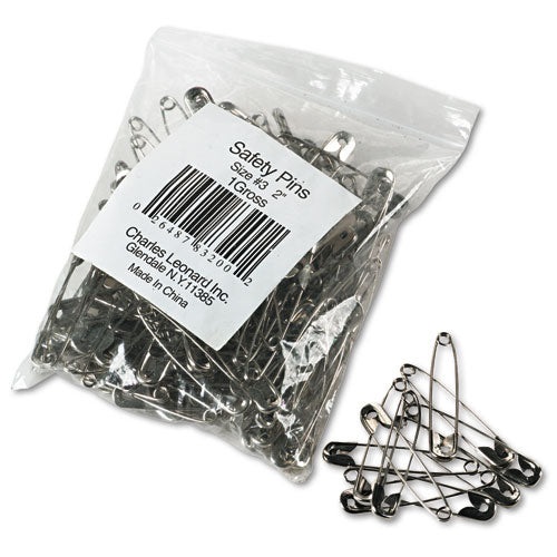 Safety Pins, Nickel-Plated, Steel, 2" Length, 144/Pack-(LEO83200)