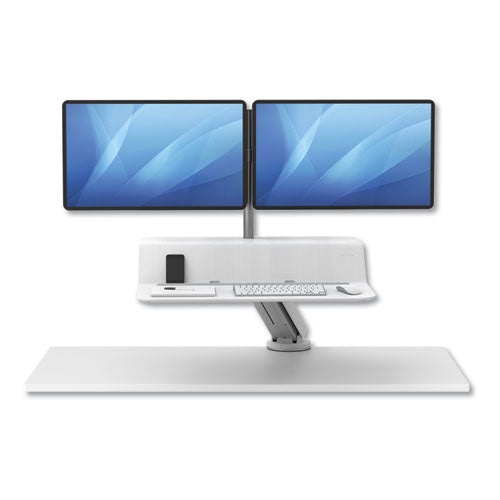 Lotus RT Sit-Stand Workstation, 35.5" x 23.75" x 42.2" to 49.2", White-(FEL8081801)