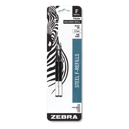 F-Refill for Zebra F-Series Ballpoint Pens, Fine Conical Tip, Black Ink, 2/Pack-(ZEB85512)