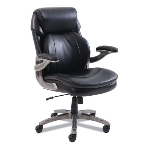 Cosset Mid-Back Executive Chair, Supports Up to 275 lb, 18.5" to 21.5" Seat Height, Black Seat/Back, Slate Base-(SRJ48966)