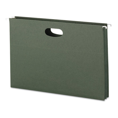 Hanging Pockets with Full-Height Gusset, 1 Section, 1.75" Capacity, Legal Size, Standard Green, 25/Box-(SMD64318)