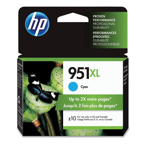 HP 951XL, (CN046AN) High-Yield Cyan Original Ink Cartridge-(HEWCN046AN)