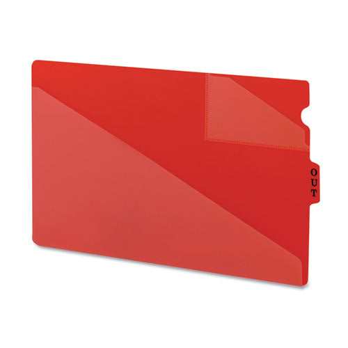 End Tab Poly Out Guides, Two-Pocket Style, 1/3-Cut End Tab, Out, 8.5 x 14, Red, 50/Box-(SMD61970)