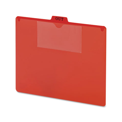 Poly Out Guide, Two-Pocket Style, 1/5-Cut Top Tab, Out, 8.5 x 11, Red, 50/Box-(SMD51920)