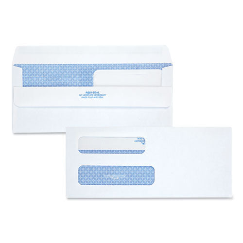 Double Window Redi-Seal Security-Tinted Envelope, #8 5/8, Commercial Flap, Redi-Seal Closure, 3.63 x 8.63, White, 250/Carton-(QUA24531)