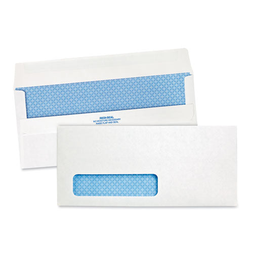 Redi-Seal Security-Tint Envelope, Address Window, #10, Commercial Flap, Redi-Seal Closure, 4.13 x 9.5, White, 500/Box-(QUA21418)