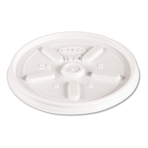 Plastic Lids for Foam Cups, Bowls and Containers, Vented, Fits 6-14 oz, White, 100/Pack, 10 Packs/Carton-(DCC12JL)