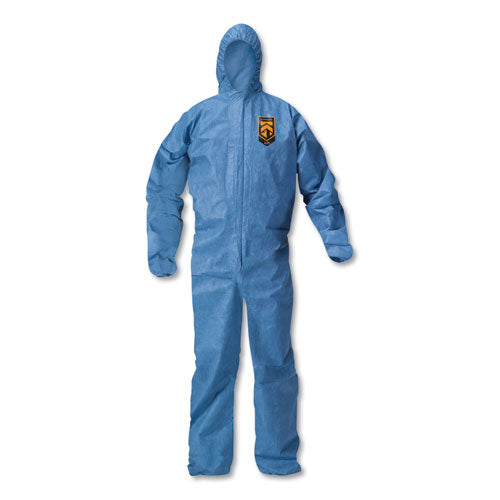 A20 Elastic Back Wrist/Ankle Hooded Coveralls, Large, Blue, 24/Carton-(KCC58513)