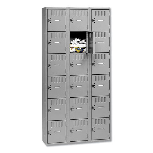 Box Compartments, Triple Stack, 36w x 18d x 72h, Medium Gray-(TNNBS6121812CMG)