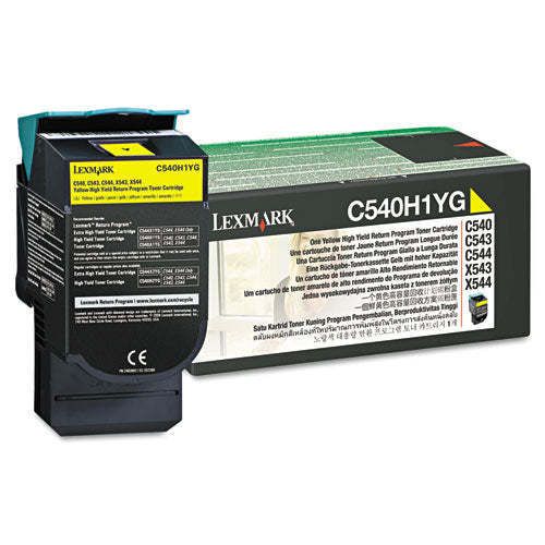 C540H1YG Return Program High-Yield Toner, 2,000 Page-Yield, Yellow-(LEXC540H1YG)