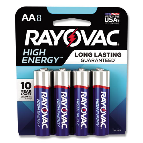 High Energy Premium Alkaline AA Batteries, 8/Pack-(RAY8158K)