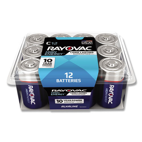 High Energy Premium Alkaline C Batteries, 12/Pack-(RAY81412PPK)