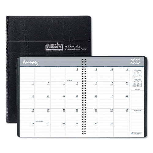 Recycled Two Year Monthly Planner with Expense Logs, 8.75 x 6.88, Black Cover, 24-Month (Jan to Dec): 2023 to 2024-(HOD268002)