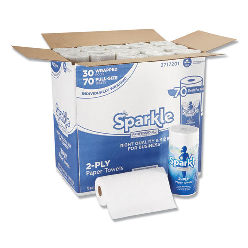 Sparkle ps Premium Perforated Paper Kitchen Towel Roll, 2-Ply, 11 x 8.8, White, 70 Sheets, 30 Rolls/Carton-(GPC2717201)