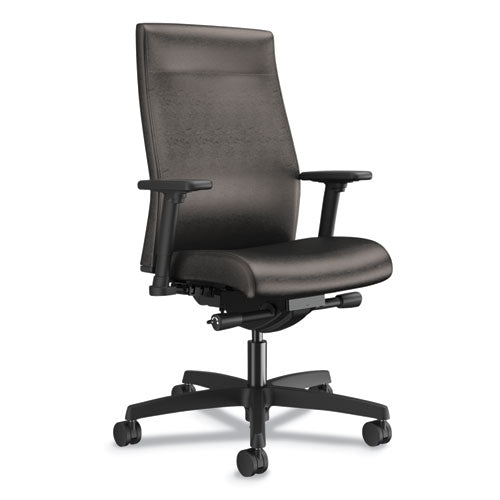 Ignition 2.0 Upholstered Mid-Back Task Chair With Lumbar, Supports 300 lb, 17" to 22" Seat, Black Vinyl Seat/Back, Black Base-(HONI2UL2AU10TK)