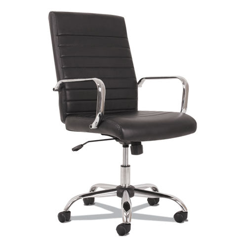 5-Eleven Mid-Back Executive Chair, Supports Up to 250 lb, 17.1" to 20" Seat Height, Black Seat/Back, Chrome Base-(BSXVST511)