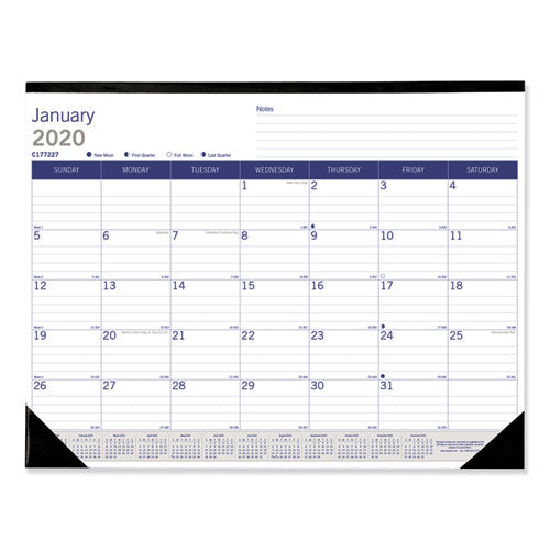 DuraGlobe Monthly Desk Pad Calendar, 22 x 17, White/Blue/Gray Sheets, Black Binding/Corners, 12-Month (Jan to Dec): 2023-(REDC177227)