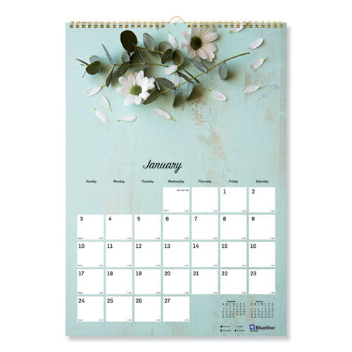 Romantic Wall Calendar, Romantic Floral Photography, 12 x 17, Multicolor/White Sheets, 12-Month (Jan to Dec): 2023-(REDC173122)