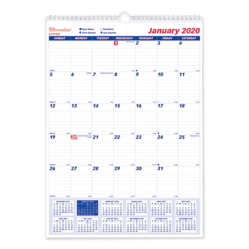 Twin-Wirebound Wall Calendar, One Month per Page, 12 x 17, White Sheets, 12-Month (Jan to Dec): 2023-(REDC171102)