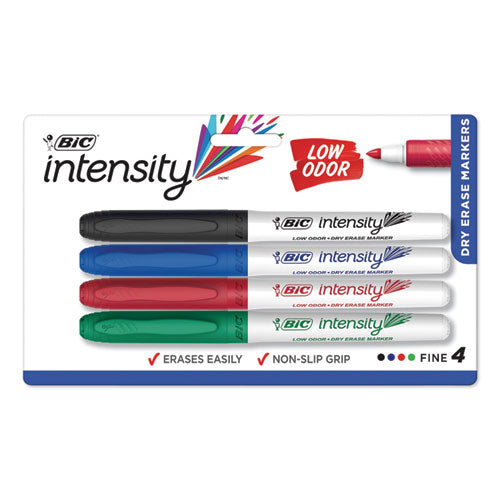 Intensity Low Odor Fine Point Dry Erase Marker, Fine Bullet Tip, Assorted Colors, 4/Set-(BICGDEP41ASST)