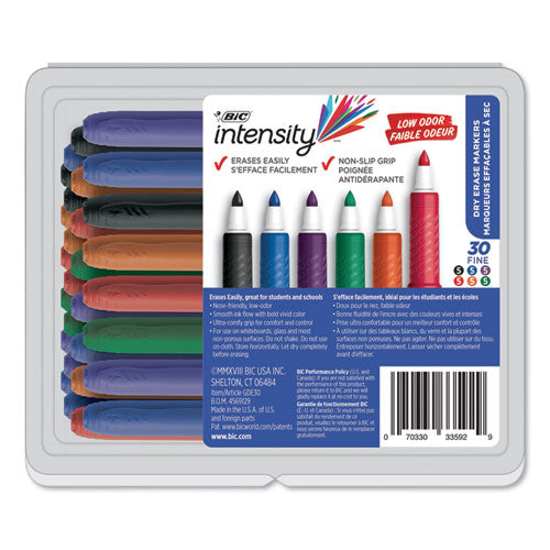 Intensity Low Odor Fine Point Dry Erase Marker Value Pack, Fine Bullet Tip, Assorted Colors, 30/Set-(BICGDE30AST)