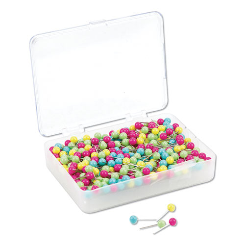 Map Push Pins, Plastic, Assorted, 0.5", 300/Pack-(UBR3086U0624)