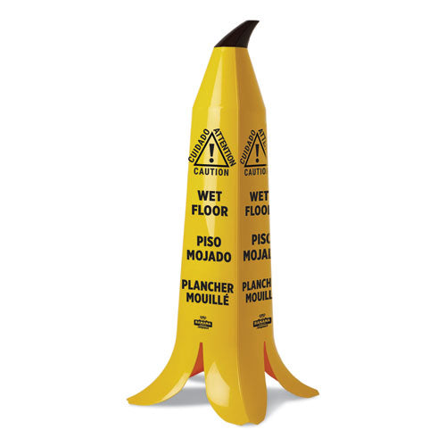 Banana Wet Floor Cones, 14.25 x 14.25 x 36.75, Yellow/Brown/Black-(IMPB1101)