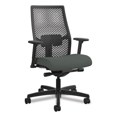 Ignition 2.0 Reactiv Mid-Back Task Chair, Supports Up to 300 lb, 17" to 22" Seat Height, Iron Ore Seat, Black Back/Base-(HONI2MRL2AC19TK)