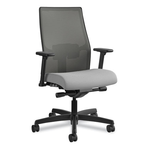 Ignition 2.0 4-Way Stretch Mid-Back Mesh Task Chair, Supports 300 lb, 17" to 21" Seat, Frost Seat, Charcoal Back, Black Base-(HONI2M2ACC22ATK)