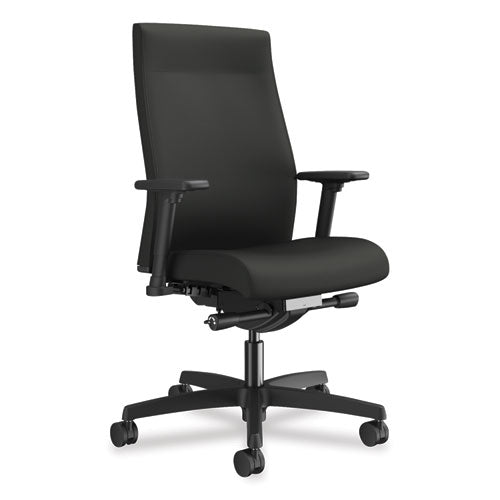 Ignition 2.0 Upholstered Mid-Back Task Chair With Lumbar, Supports 300 lb, 17" to 22" Seat, Iron Ore Seat/Back, Black Base-(HONI2UL2AC19TK)