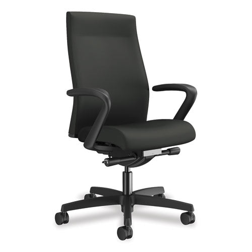 Ignition 2.0 Upholstered Mid-Back Task Chair, Supports Up to 300 lb, 17" to 22" Seat Height, Iron Ore Seat/Back, Black Base-(HONI2UL2FC19TK)