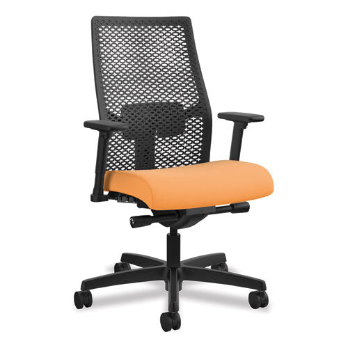 Ignition 2.0 Reactiv Mid-Back Task Chair, Supports Up to 300 lb, 17" to 22" Seat Height, Apricot Seat, Black Back/Base-(HONI2MRL2AC47TK)