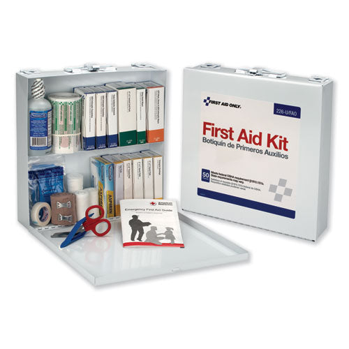 First Aid Station for 50 People, 196 Pieces, OSHA Compliant, Metal Case-(FAO226U)
