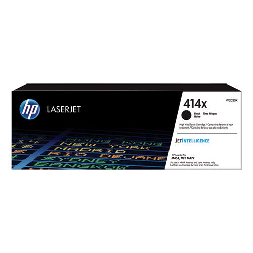 HP 414X, (W2020X) High-Yield Black Original LaserJet Toner Cartridge-(HEWW2020X)