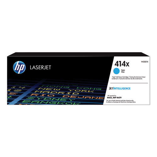 HP 414X, (W2021X) High-Yield Cyan Original LaserJet Toner Cartridge-(HEWW2021X)