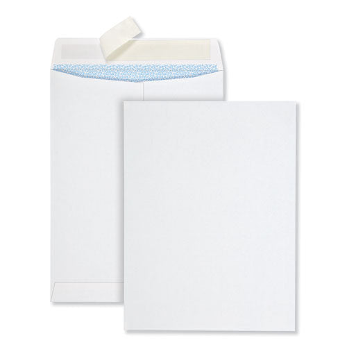 Redi-Strip Security Tinted Envelope, #10 1/2, Square Flap, Redi-Strip Adhesive Closure, 9 x 12, White, 100/Box-(QUA44926)