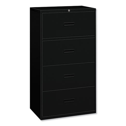 400 Series Lateral File, 4 Legal/Letter-Size File Drawers, Black, 36" x 18" x 52.5"-(BSX484LP)