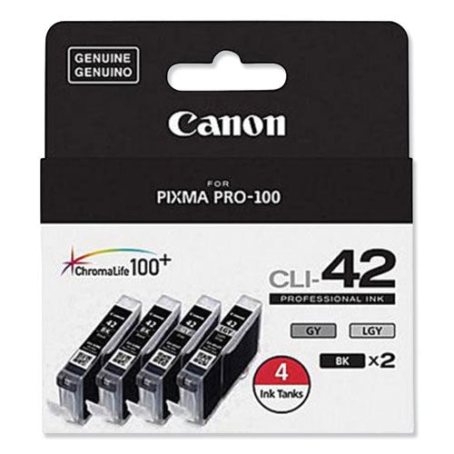 6384B008 (CLI-42) ChromaLife100+ Ink, Black/Gray/Light Gray, 4/Pack-(CNM6384B008)