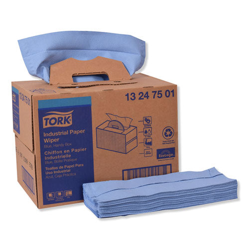 Industrial Paper Wiper, 4-Ply, 12.8 x 16.5, Unscented, Blue, 180/Carton-(TRK13247501)