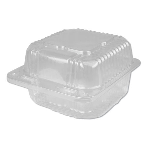 Plastic Clear Hinged Containers, 21 oz, 5.63 x 5.63 x 3.25, Clear, 500/Carton-(DPKPXT11600)