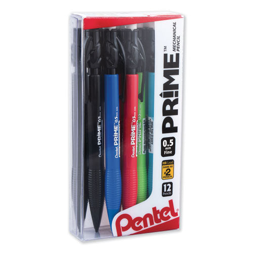 PRIME Mechanical Pencil, 0.5 mm, HB (#2.5), Black Lead, Assorted Barrel Colors, Dozen-(PENAX5PC12M)