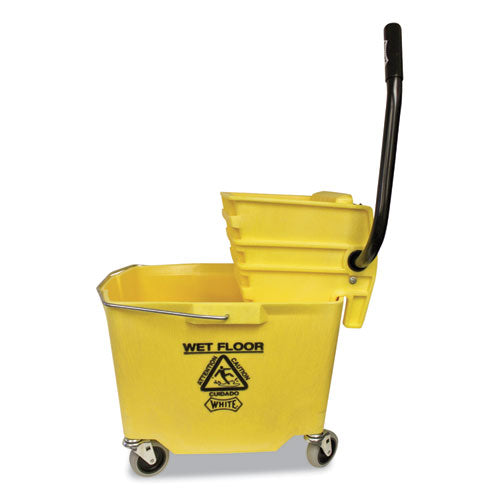 Side-Press Squeeze Wringer/Plastic Bucket Combo, 12 to 32 oz, Yellow-(IMP6Y26353Y)